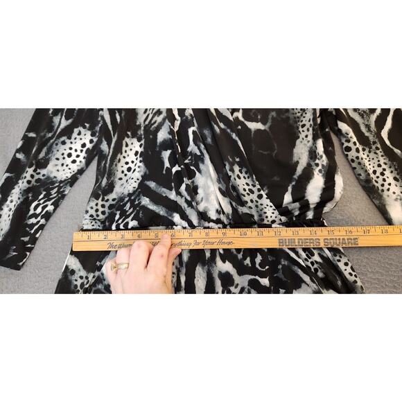 CHICO'S Dress Animal‎ Print Faux Wrap Jersey Knit Vneck Black White Sz 0 Small 4 - Picture 5 of 8